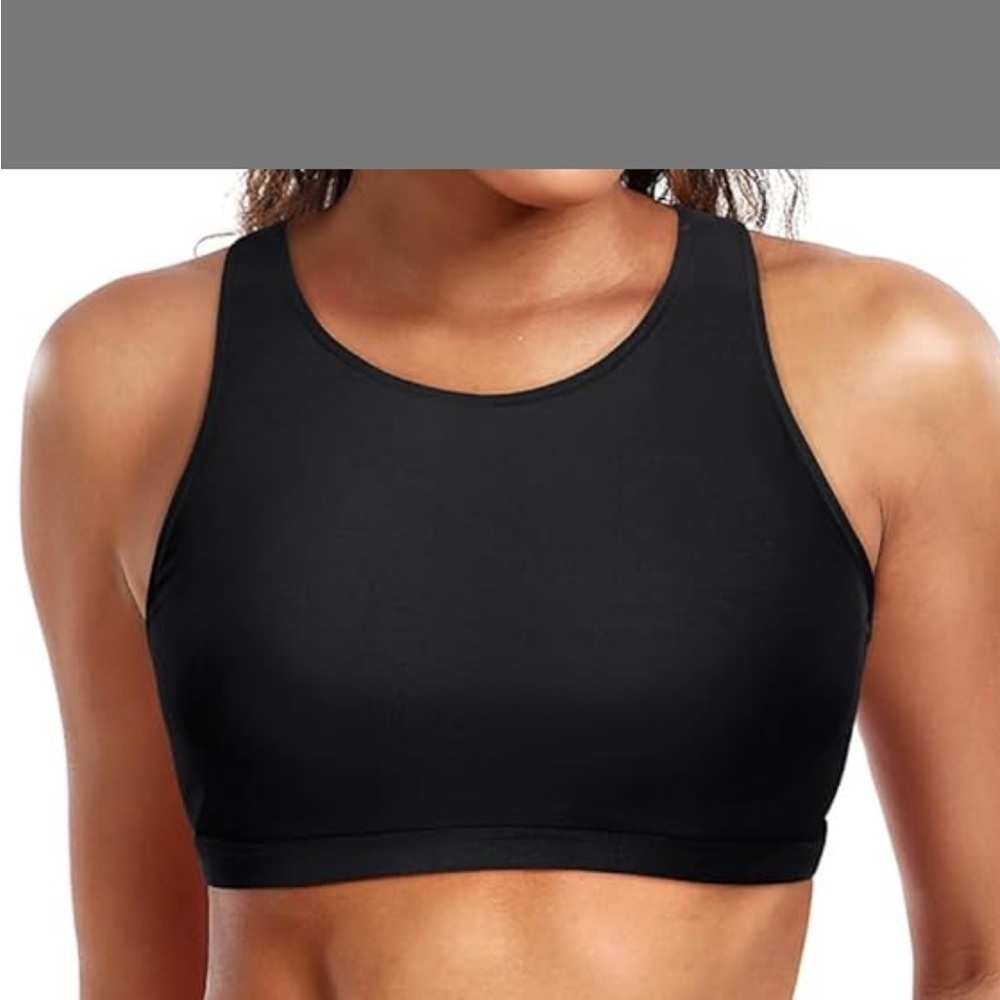 NWT Sporty high neck swimsuit top double crisscross straps A0